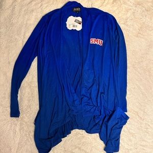 SMU Mustangs Open Front Lightweight Cardigan Top Size Large NWT